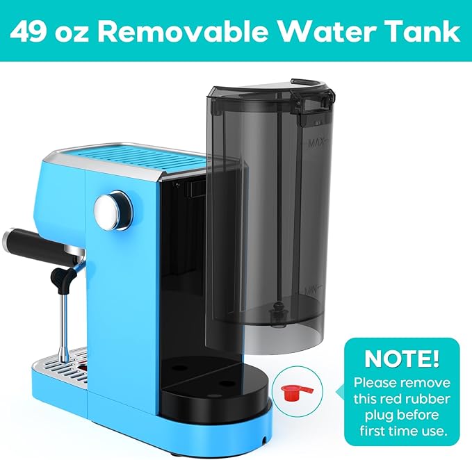 CASABREWS 3700 Essential Espresso Machine 20 Bar, Stainless Steel Espresso Maker with Steam Frother for Home, Compact Coffee Machine for for Cappuccino, Latte, 43.9oz Water Tank, Baby Blue