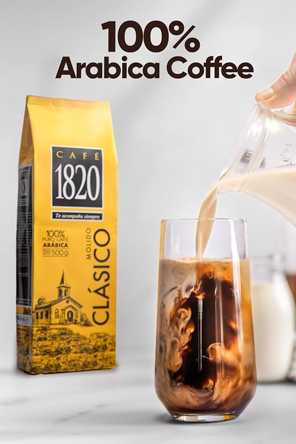 Café 1820 Classic, Premium Costa Rican Ground Coffee, 100% Arabica, Dark Roast, High Altitude Blend with Aroma & Fruity Notes, 32 oz