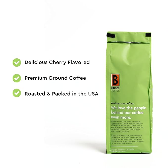 BIGGBY® Michigan Cherry Flavored Ground Coffee, 12oz Bag, Medium Roast