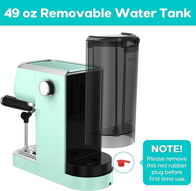 CASABREWS 3700 Essential Espresso Machine 20 Bar, Compact Coffee Maker with Steam Frother for Cappuccino, Latte, 43.9oz Water Tank, Pastel Green