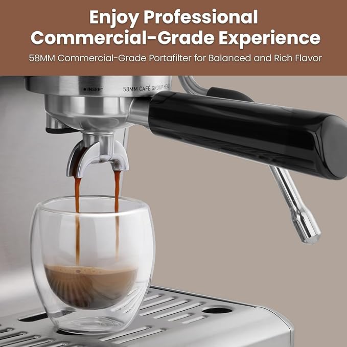 Gevi Barista Pro Espresso Machine, PID Control & Adjustable Shot/Temp, 58mm Commercial Portafilter, Powerful Steam Wand, 2.2L Removable Tank + Barista Kit - Home & Cafรฉ Use (EzBru 1000)