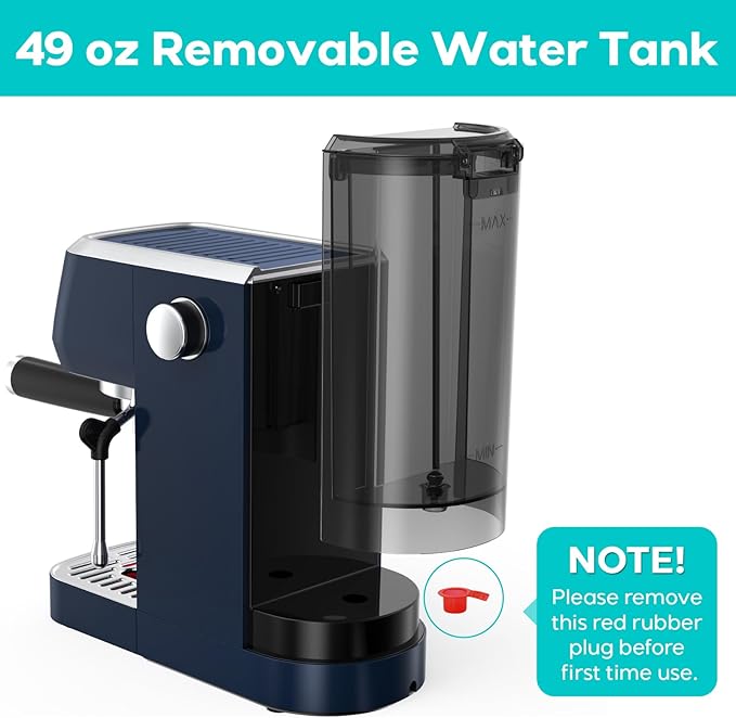 CASABREWS 3700 Essential Espresso Machine 20 Bar, Stainless steel Coffee Maker with Milk Frother, Espresso Coffee Machine for Cappuccino, Latte, 43.9oz Water Tank, Sapphire Blue