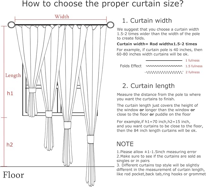 Vision Home Light Grey Pinch Pleated Full Blackout Curtains Linen Blended 60" Wide Thermal Insulated Window Panels 84 inch for Bedroom Living Room Darkening Pleat Drapes with Hooks Back Tab 60"Wx84Lx1