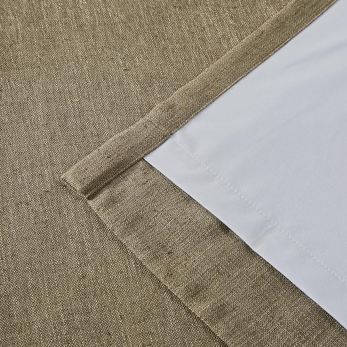 Vision Home Brown Pinch Pleated Full Blackout Curtains Linen Blended 60" Wide Thermal Insulated Window Panels 95 inch for Bedroom Living Room Darkening Pleat Drapes with Hooks Back Tab 60" Wx95 Lx1
