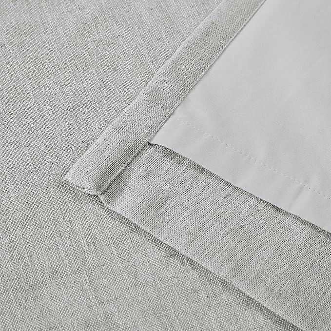Vision Home Light Gray Pinch Pleated Full Blackout Curtains Linen Blended Thermal Insulated Window Panels 108 inch for Bedroom Living Room Darkening Grey Pleat Drapes with Hooks Back Tab 60"Wx108"Lx1