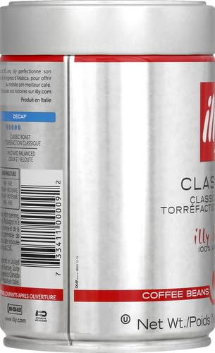 Illy Classico Whole Bean Coffee Medium Roast Classic Roast with Notes Of Caramel Orange Blossom and Jasmine 100% Arabica Coffee No Preservatives, 8.8 Ounce Can (Pack of 1)