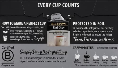 Bigelow, Earl Grey Tea (Caffeinated), 20 Count