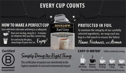 Bigelow, Earl Grey Tea (Caffeinated), 20 Count