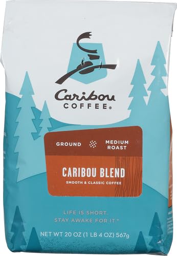 Caribou Coffee, Medium Roast Ground Coffee - Caribou Blend 20 Ounce Bag - Packaging May Vary (Pack of 2)