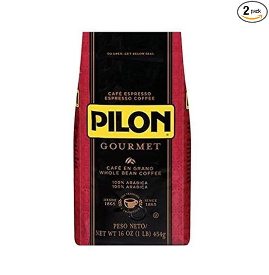 Pilon Gourmet Espresso Whole Bean, 16-Ounce Bags (Pack of 2)