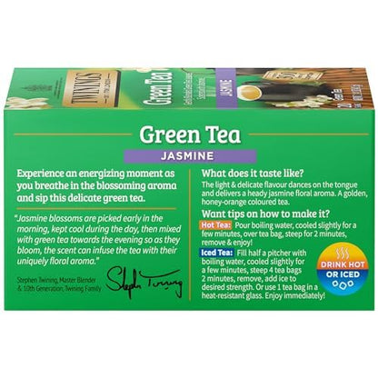 Twinings Green Tea with Jasmine Individually Wrapped Bags, 20 Count (Pack of 6), Fragrant Floral Scent, Caffeinated, Enjoy Hot or Iced | Packaging May Vary