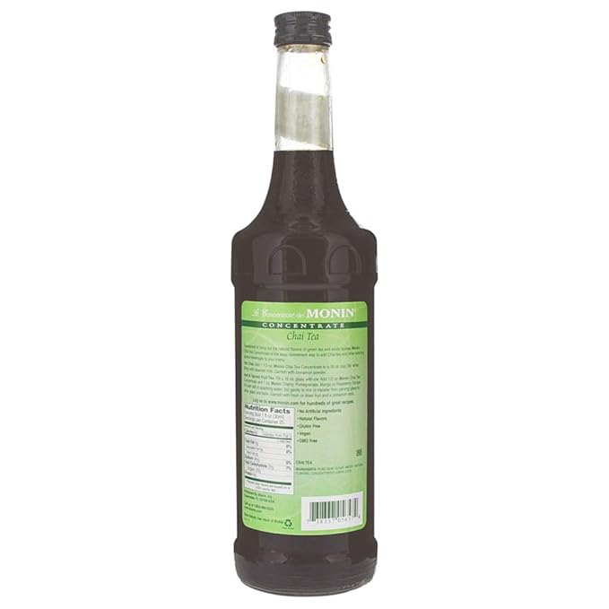Monin - Chai Tea Concentrate, Spiced Green Tea Flavor, Natural Flavors, Great for Spiced Chai Teas, Coffee Drinks, Dessert Cocktails, and Other Culinary Creations, Non-GMO, Gluten-Free (750 ml)