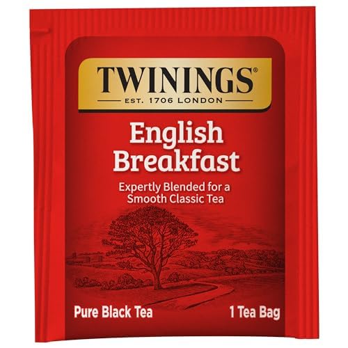 Twinings English Breakfast Black Tea Individually Wrapped Bags, 20 Count (Pack of 6), Flavourful, Robust, Caffeinated, Enjoy Hot or Iced | Packaging May Vary