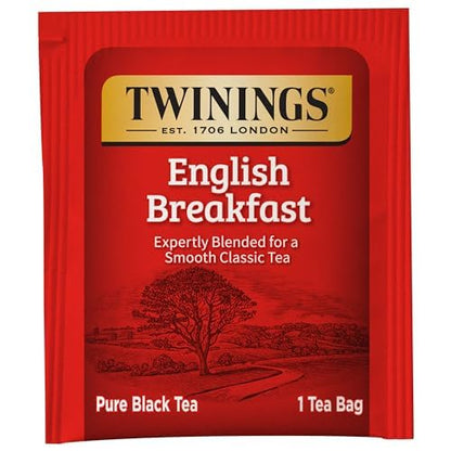 Twinings English Breakfast Black Tea Individually Wrapped Bags, 20 Count (Pack of 6), Flavourful, Robust, Caffeinated, Enjoy Hot or Iced | Packaging May Vary