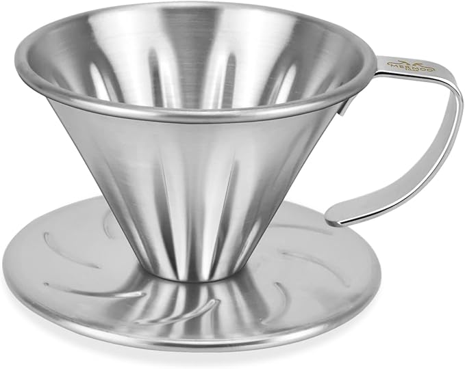 MERMOO YILAN Pour Over Coffee Dripper Stainless Steel Metal Reusable Cone Coffee Filter Slow Brewing Accessories for Home Cafe Restaurants(S)
