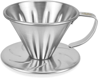 MERMOO YILAN Pour Over Coffee Dripper Stainless Steel Metal Reusable Cone Coffee Filter Slow Brewing Accessories for Home Cafe Restaurants(S)
