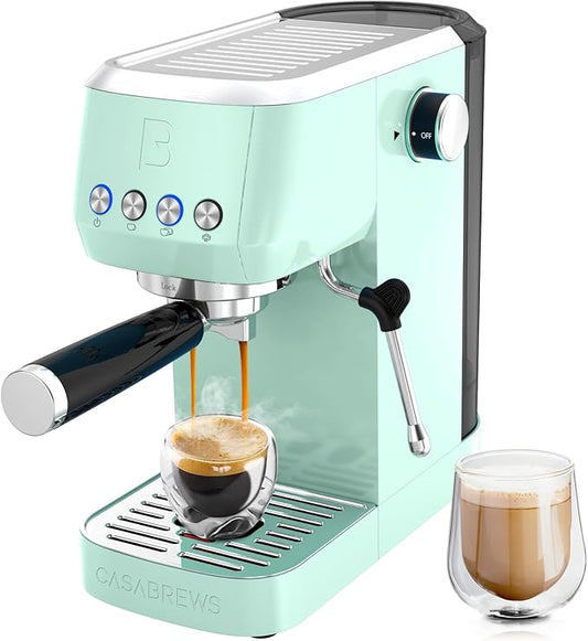 CASABREWS 3700 Essential Espresso Machine 20 Bar, Compact Coffee Maker with Steam Frother for Cappuccino, Latte, 43.9oz Water Tank, Pastel Green