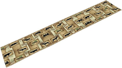 Country Cottage Table Runner, Vintage Bear Deer Elk Moose Cabin Rustic Style Linen Table Runner for Home Kitchen Table Decoration, 13x90 Inch
