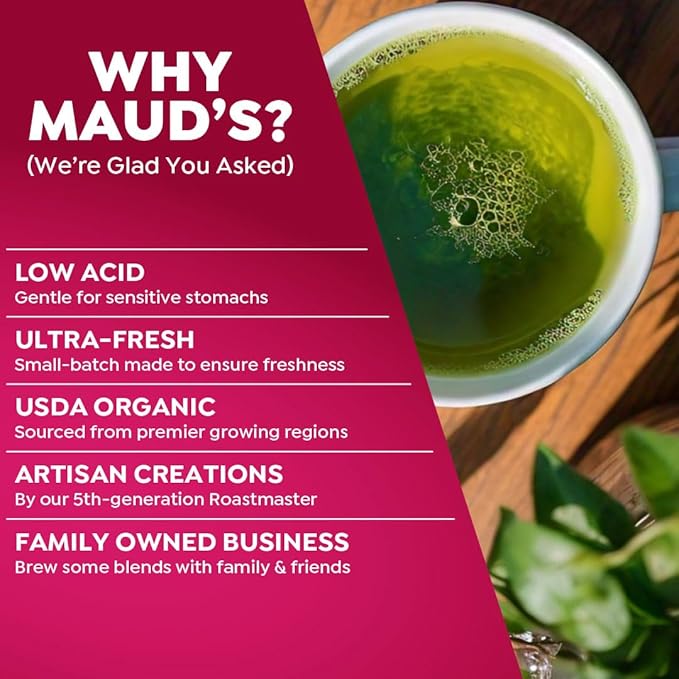 Maud's Organic Matcha Green Tea Pods, 48 ct, Recyclable Single Serve Tea Pods – 100% Gourmet Blended Tea Leaves, Compatible with Keurig K Cups Maker