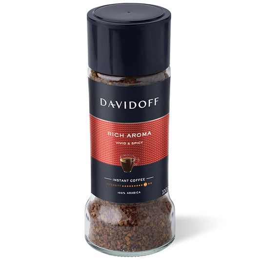 DAVIDOFF Rich Aroma Instant Coffee - Vivid and Spicy - Strong Body and Pleasant Acidity - 100% Arabica Beans - 10/12 Intensity - 1 x 3.17 oz