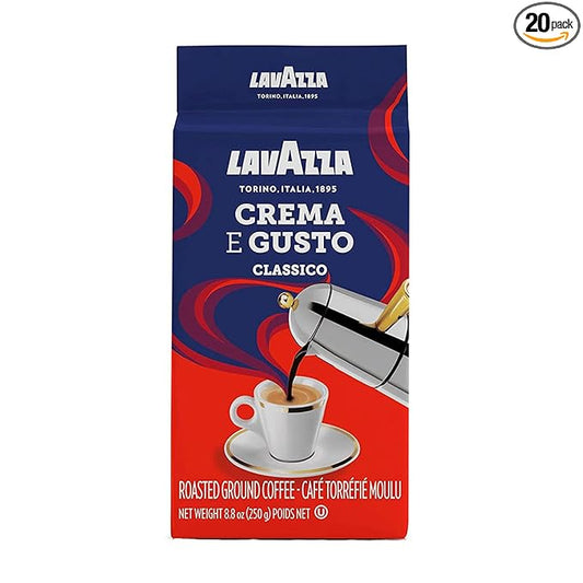 Lavazza Italian "Crema e Gusto" Ground Espresso (1 case = 20 x 8.8 oz bricks)