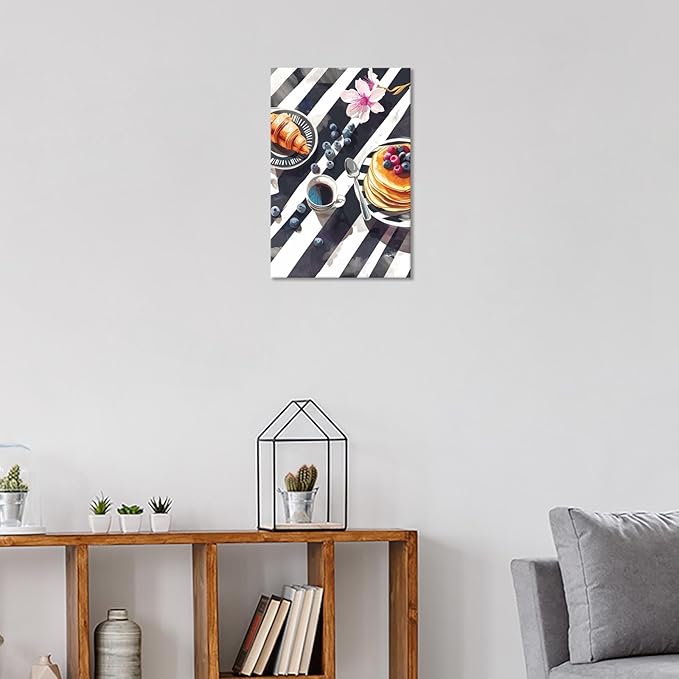 Trendy Pastry Food Kitchen Wall Art Retro Coffee Afternoon Tea Canvas Posters Cake Bread Aesthetic Prints Painting For Modern Home Dining Room Bakery Cafe Restaurant Wall Decor 8x10in Framed
