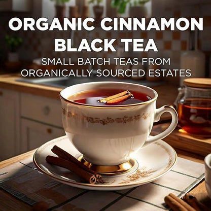 Maud's Cinnamon Organic Black Tea Pods, 44 ct, Recyclable Single Serve Tea Pods – 100% Gourmet Blended Tea Leaves, Compatible with Keurig K Cups Maker