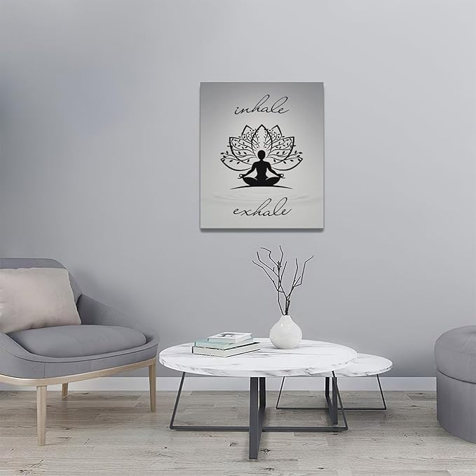 Inhale Exhale Wall Art Yoga Meditation Pictures Wall Decor Health Canvas Painting Print Modern Artwork Decorations Framed for Home Bathroom Living Room Bedroom 20 x 24 inch