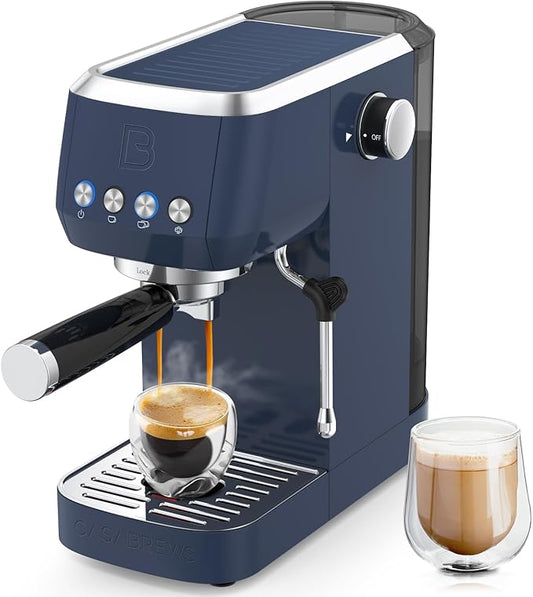 CASABREWS 3700 Essential Espresso Machine 20 Bar, Stainless steel Coffee Maker with Milk Frother, Espresso Coffee Machine for Cappuccino, Latte, 43.9oz Water Tank, Sapphire Blue