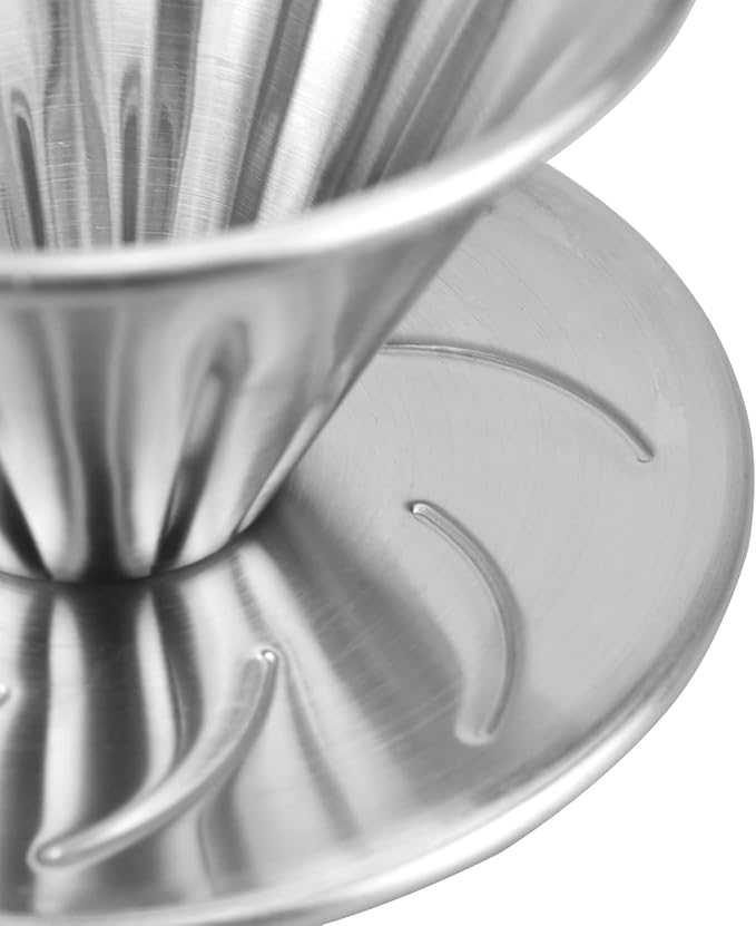 MERMOO YILAN Pour Over Coffee Dripper Stainless Steel Metal Reusable Cone Coffee Filter Slow Brewing Accessories for Home Cafe Restaurants(S)