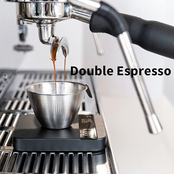 2oz Espresso Shot Cups, watchget Espresso Measuring Cup with Handle and Insdie Mark Stainless Steel Measuring Shot Cup for Barista Cafe Home Espresso Coffee Accessories, 2 Pack
