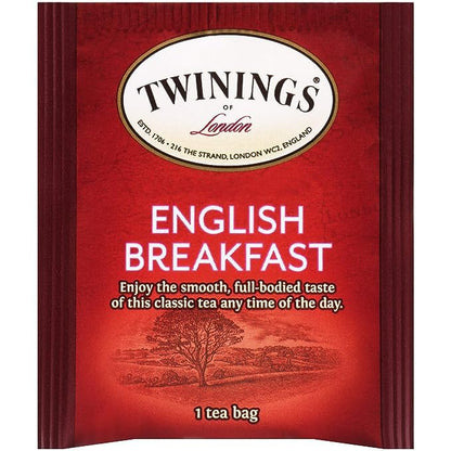 Twinings English Breakfast Black Tea Individually Wrapped Bags, 50 Count (Pack of 6), Flavourful, Robust, Caffeinated, Enjoy Hot or Iced