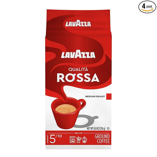 Lavazza Qualità Rossa Ground Coffee, Medium Roast, Arabica and Robusta Blend, 8.8 oz Brick