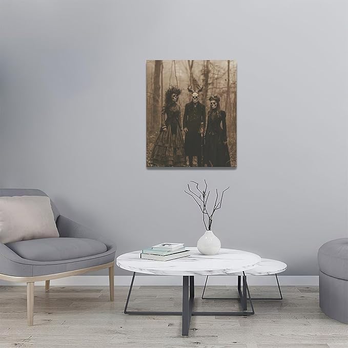 Gothic Skull Wall Art Pictures Goth Skeleton Wall Decor Canvas Painting Home Modern Artwork Decorations Framed for Bathroom Living Room Bedroom Office 20 x 24 inch