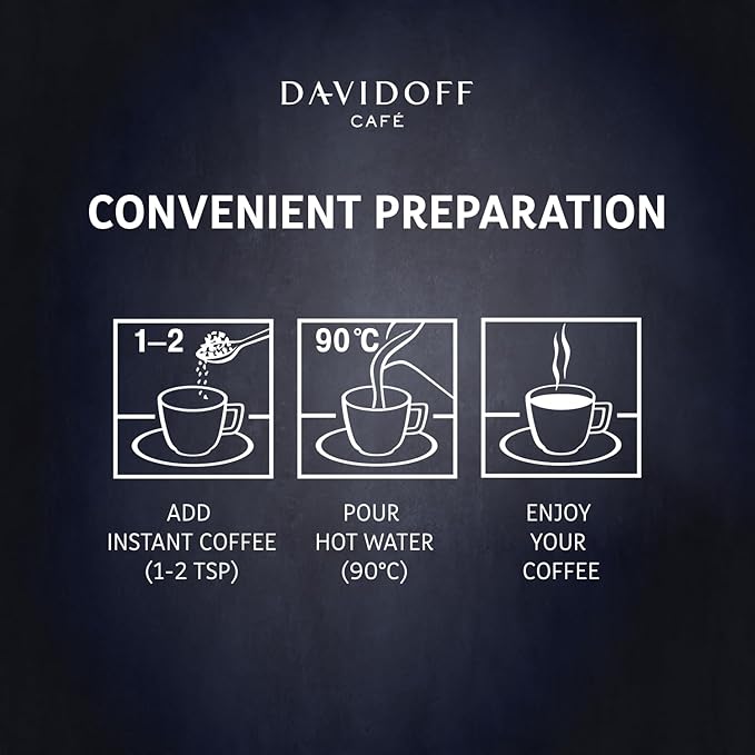 DAVIDOFF Rich Aroma Instant Coffee - Vivid and Spicy - Strong Body and Pleasant Acidity - 100% Arabica Beans - 10/12 Intensity - 1 x 3.17 oz