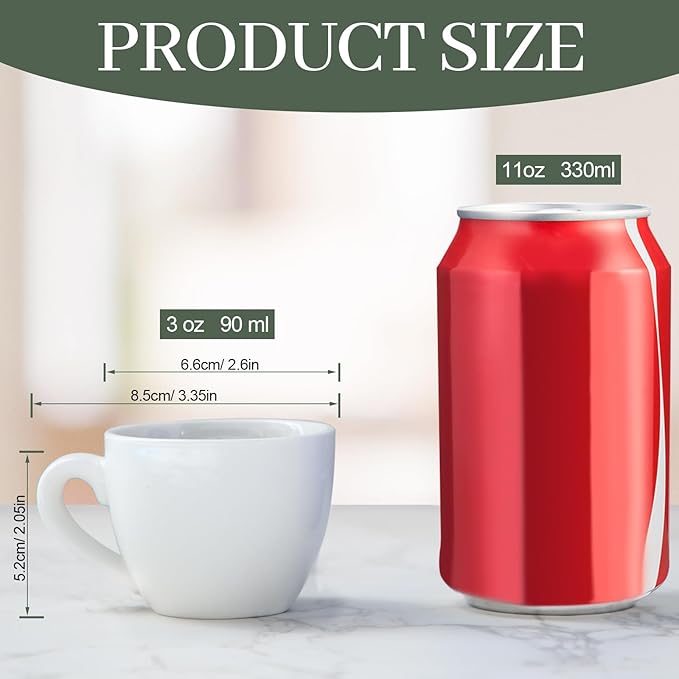 16 Pcs Porcelain Espresso Cup Set 3 oz 90 ml White Tiny Ceramic Coffee & Tea Mugs for Cafes Offices Homes and Restaurants