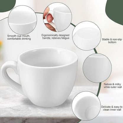 16 Pcs Porcelain Espresso Cup Set 3 oz 90 ml White Tiny Ceramic Coffee & Tea Mugs for Cafes Offices Homes and Restaurants