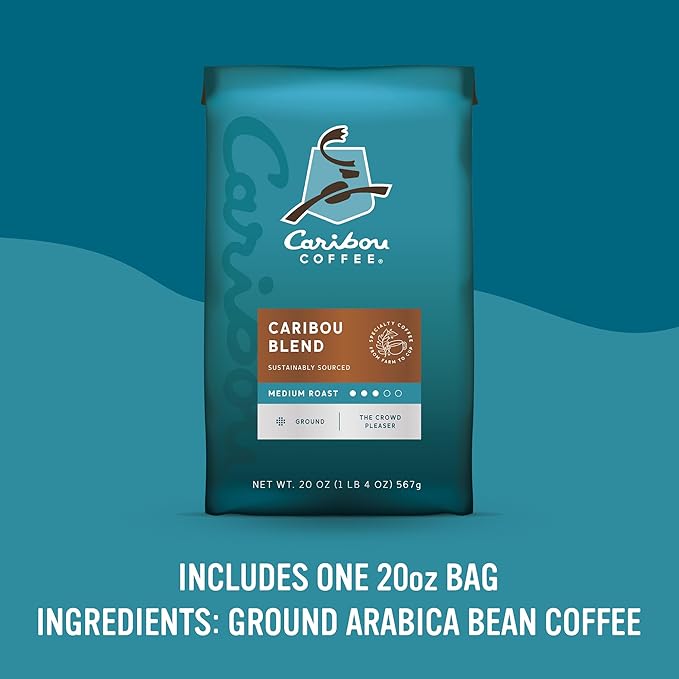 Caribou Coffee, Medium Roast Ground Coffee - Caribou Blend 20 Ounce Bag - Packaging May Vary (Pack of 2)
