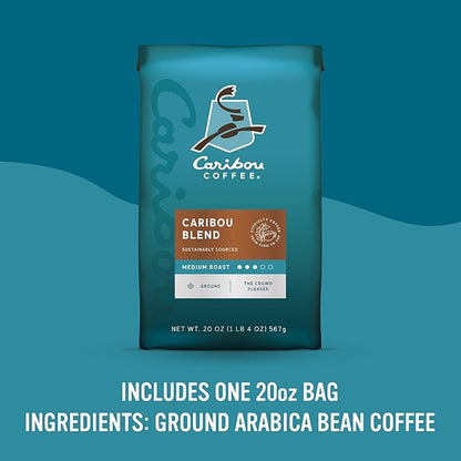 Caribou Coffee, Medium Roast Ground Coffee - Caribou Blend 20 Ounce Bag - Packaging May Vary (Pack of 2)
