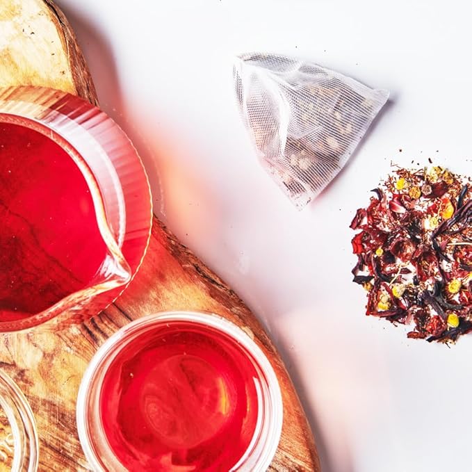 Grace Farms Shine Wellness Organic Tea Blend (100 Enveloped Pyramid Sachets w/ String & Tag) | Hydrating For Skin and Detox | Rooibos, Rosehips, Hibiscus, Tulsi, Haritaki | Fairtrade and Kosher | Gives Back 100% of Profits