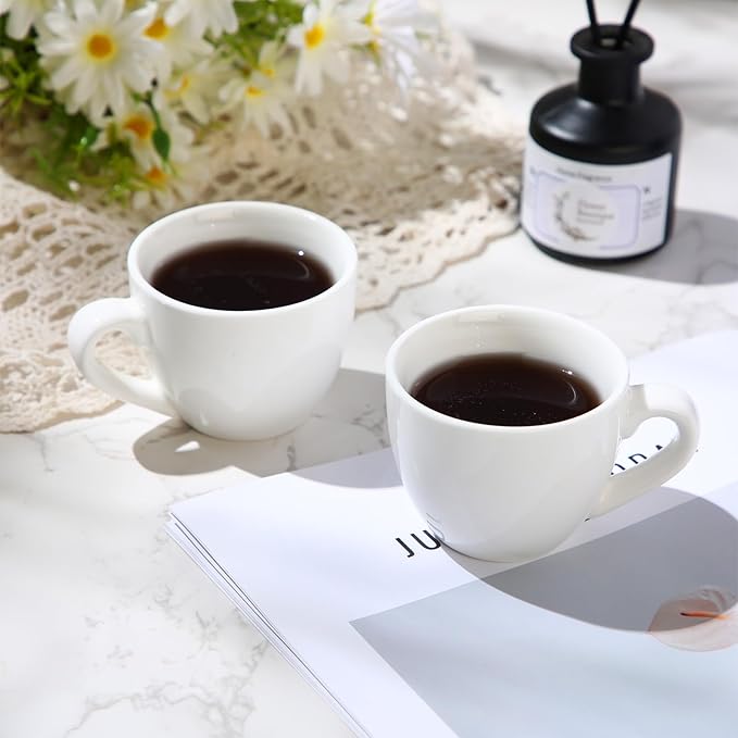 16 Pcs Porcelain Espresso Cup Set 3 oz 90 ml White Tiny Ceramic Coffee & Tea Mugs for Cafes Offices Homes and Restaurants