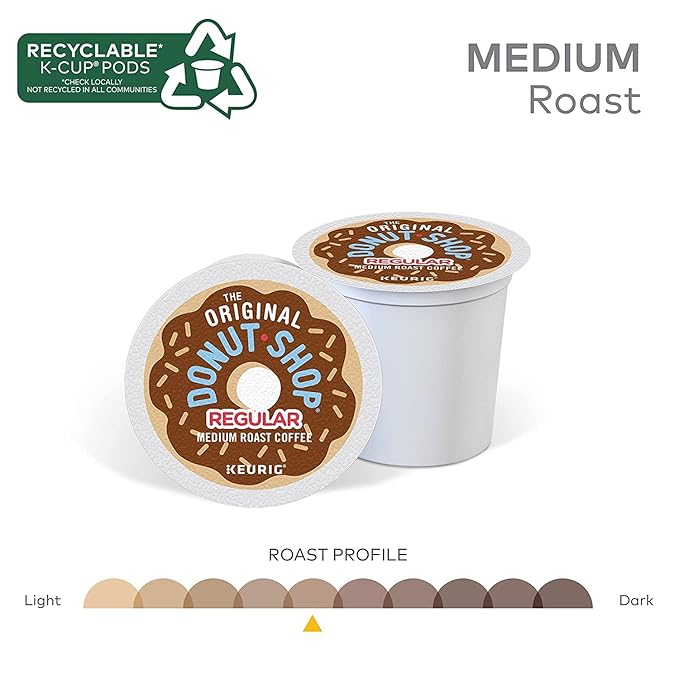 The Original Donut Shop Regular, Single-Serve Keurig K-Cup Pods, Medium Roast Coffee K-Cups! - Full-bodied, bold, and flavorful! - Full-flavored and easy going! - Simply great coffee!