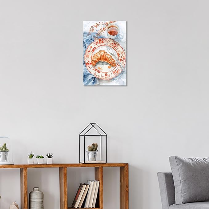 Vintage Coffee Food Kitchen Wall Art Funky Dining Table Plates Afternoon Tea Prints Painting Retro Bread Pastries Drinks Canvas Posters For Modern Cafedining Room Wall Decor 8x10in Framed