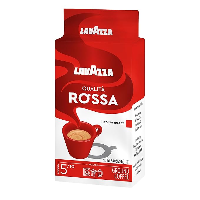Lavazza Qualità Rossa Ground Coffee, Medium Roast, Arabica and Robusta Blend, 8.8 oz Brick