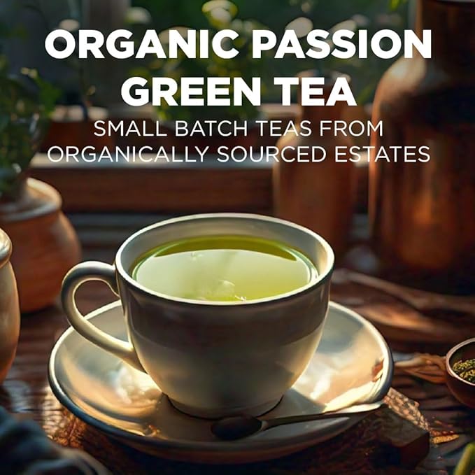 Maud's Organic Passion Green Tea Pods, 48 ct, Recyclable Single Serve Tea Pods – 100% Gourmet Blended Tea Leaves, Compatible with Keurig K Cups Maker