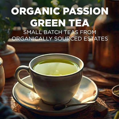 Maud's Organic Passion Green Tea Pods, 48 ct, Recyclable Single Serve Tea Pods – 100% Gourmet Blended Tea Leaves, Compatible with Keurig K Cups Maker