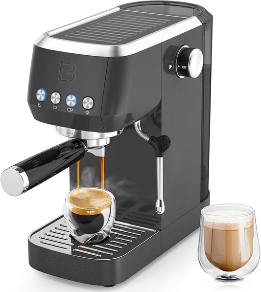 CASABREWS 3700 Essential Espresso Machine 20 Bar, Coffee Maker with Steam Milk Frother, Cappuccino & Latte Machine with 43.9oz Removable Water Tank, Charcoal Gray