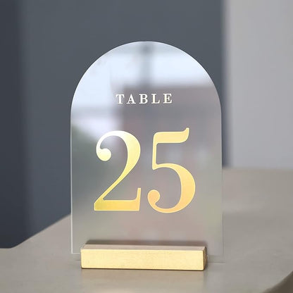 UNIQOOO 10 Pack 4" Gold Birch Wood Stands for Wedding Acrylic Sign, Wood Table Number Holders for 1/8 Thick Acrylic Sheets | Wedding Display Stand, Card Holder for Bar Menu, Retail Sign, Party