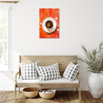 Vintage Afternoon Tea Black Coffee Wall Art Funky Dining Table Food Canvas Posters Kitchen Coffee Pictures Prints Painting For Modern Home Dining Room Cafe Restaurant Wall Decor 8x10in Framed