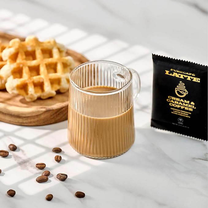 PureCafé Latte Blend with Cordyceps & Premium Ingredients | Instant Latte Mix for Energy & Wellness Support | Smooth, Creamy Flavor | Quick & Easy Preparation at Home